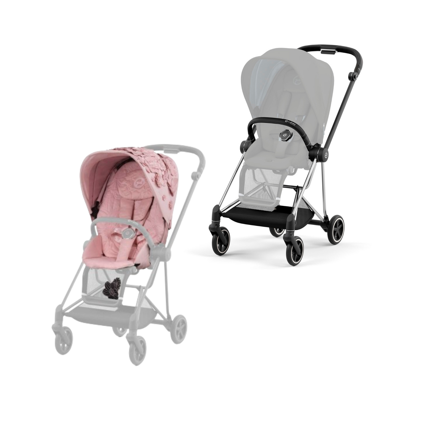 Cybex - Mios Chrome Black Frame with Seat Pack